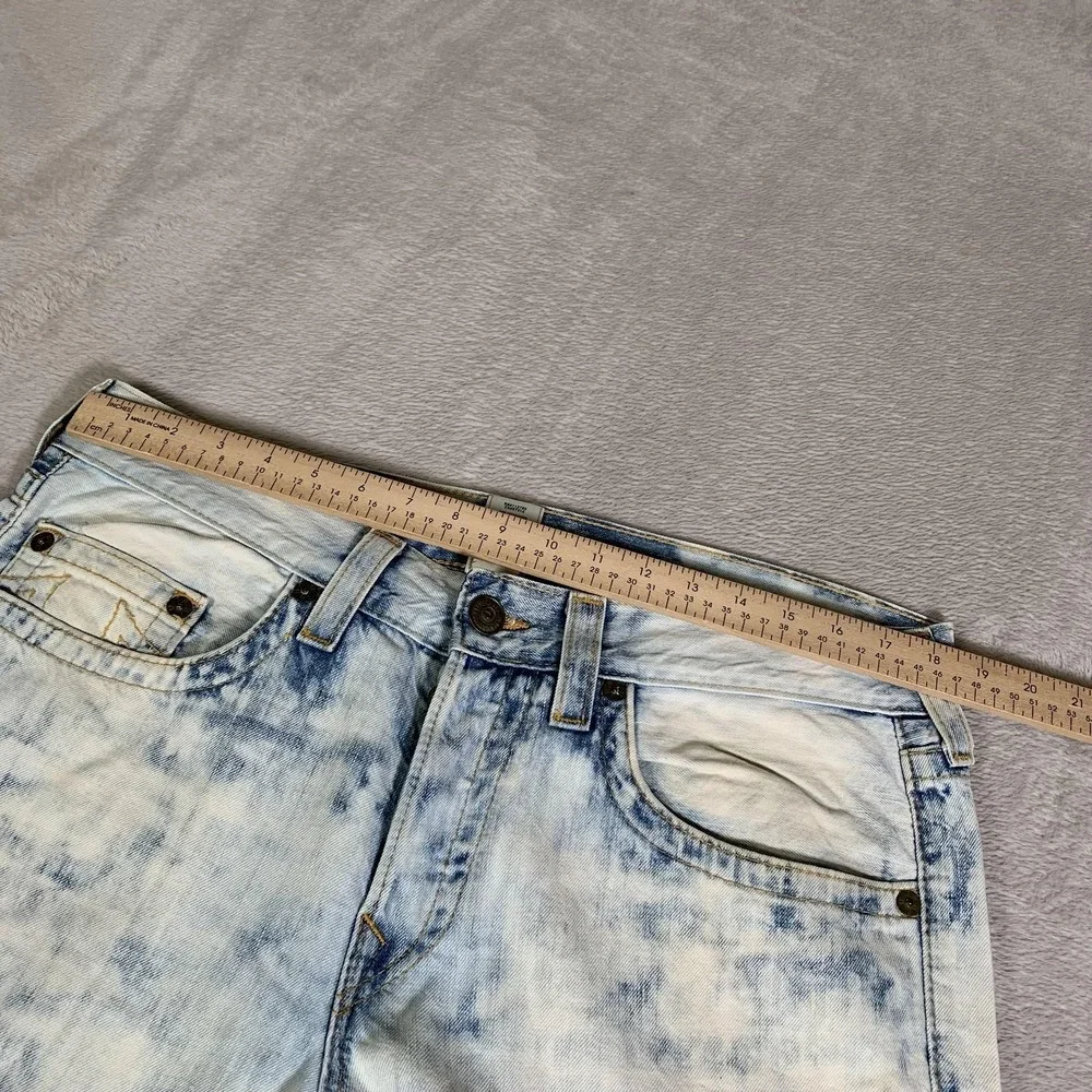 True Religion Geno Jeans Mens 36x31 Blue Acid Wash Straight USA‎ Made Vintage